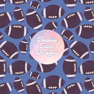 Blue Watercolor Football Seamless Pattern File | Instant Digital Download | High Res 300 DPI Original Art | Fabric Print Apparel Paper