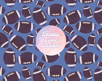 Blue Watercolor Football Seamless Pattern (Digital Download)