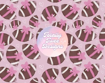 Girly Football Bows Seamless Pattern: Coquette Fabric Print (Digital Download)