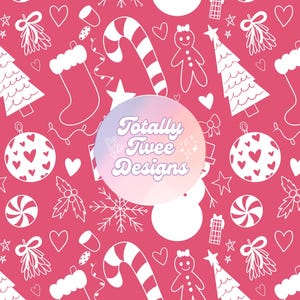 Christmas Cute Pink Seamless Repeating Pattern File | Instant Digital Download | High Res 300 DPI Original Art Fabric Print Apparel Paper