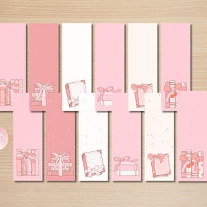 Coquette Bows afdrukbare bladwijzerset | Hoge resolutie pdf-png-bestanden direct digitaal downloaden | Leuke ontwerpset met roze linten en boeken voor meisjes