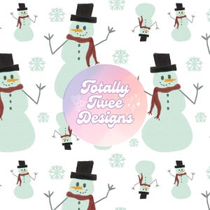 Christmas Blue Snowman Seamless Repeating Pattern File | Instant Digital Download | High Res 300 DPI Original Art Fabric Print Apparel Paper