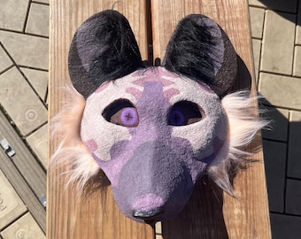 Purple Hyena Mask (Read Description) Removeable Padding, High Quality, Therian Mask, Kemonomimi, Masquerade Mask