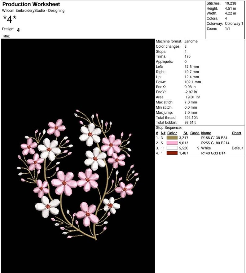Cherry Blossom Embroidery Design, Sakura Branch Machine Embroidery File ...