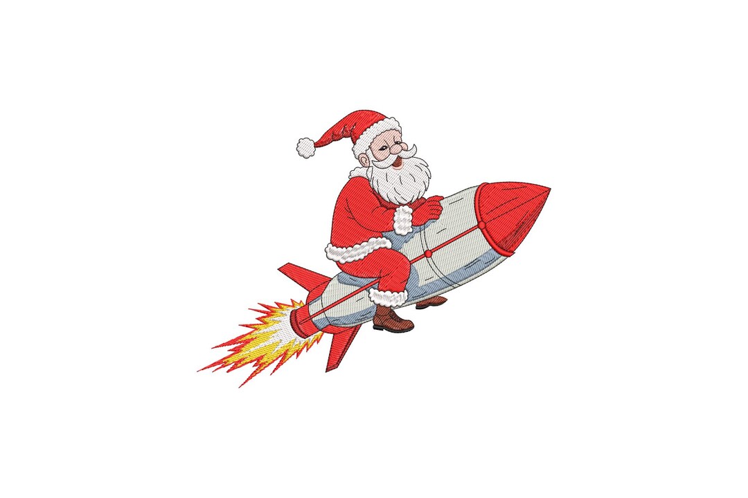 Embroidery Design Rocker Santa Santa Rocket Christmas Embroidery Design, Santa Rocket Embroidery ...