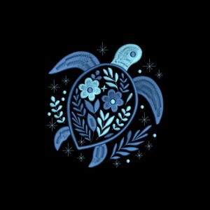 Ocean Turtle Embroidery Design, Ocean Turtle Machine Embroidery, 4 sizes, Instant Download