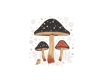 Mushroom Embroidery Design, Funny Mushroom Machine Embroidery, Mushroom Lover Gift Embroidery File, 4 sizes, Instant Download
