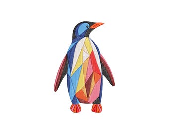Penguin Embroidery Design, Colorful Penguin Machine Embroidery, Dragon Lover Gift, Embroidery File, 4 sizes, Instant Download