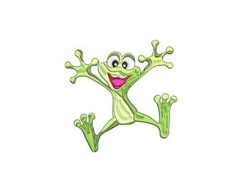 Funny Frog Embroidery Design, Frog Machine Embroidery, Frog Lover Gift Embroidery File, 4 sizes, Instant Download
