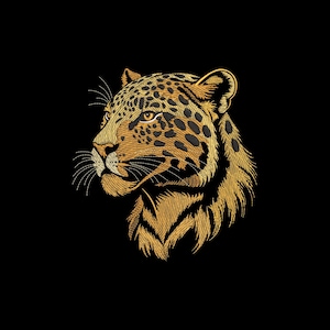Elegant Jaguar Embroidery Design, Jaguar Machine Embroidery, Animal Lover Gift Embroidery File, 4 sizes, Instant Download