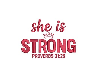 She is Strong Embroidery Design, Funny She is Strong Machine Embroidery, She is Strong Lover Gift Embroidery File, 4 sizes, Instant Download