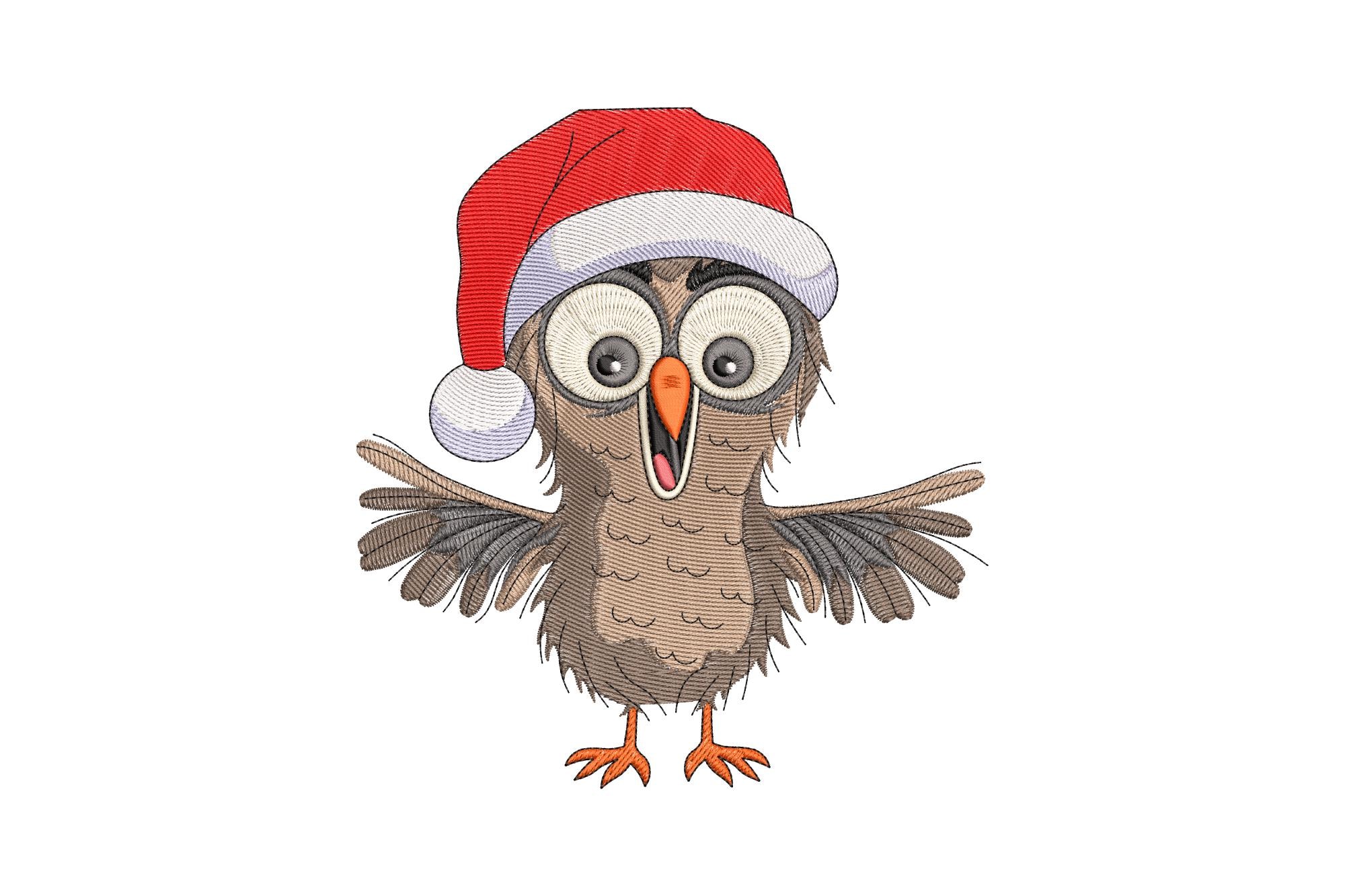 Christmas Owl Embroidery Design, Xmas Owl Embroidery Design, Machine Embroidery Design, 4 Sizes, Ins