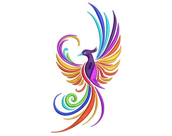 Phoenix Bird Embroidery Design, Phoenix Machine Embroidery, Bird Lover Gift, Embroidery File, 4 sizes, Instant Download