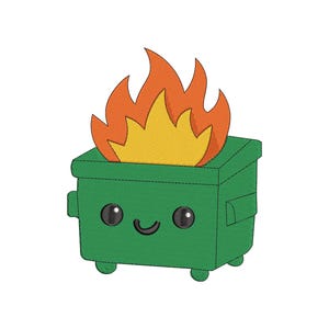 Dumpster Fire Patch Embroidery Design, Dumpster Fire Patch Machine Embroidery, 4 sizes, Instant Download