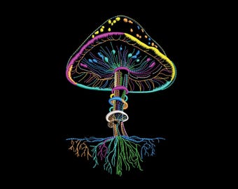 Mushroom Embroidery Design, Funny Mushroom Machine Embroidery, Dragon Lover Gift, Embroidery File, 4 sizes, Instant Download