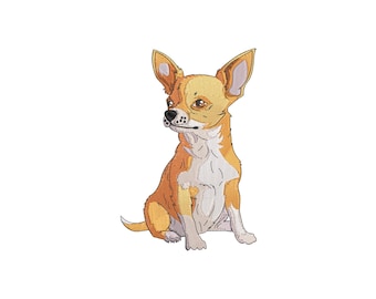 Chihuahua Embroidery Design, Cute Dog Machine Embroidery File for Dog Lovers, Dog Lover Gift Embroidery File, 4 sizes, Instant Download