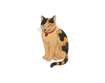 Disegno da ricamo a forma di gatto, ricamo a macchina con gatto divertente, file da ricamo per amanti dei gatti, 4 misure, download immediato