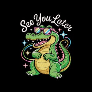 See You Later Alligator Embroidery Design, Alligator With Sunglasses Machine Embroidery, 4 sizes, Instant Download