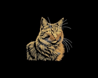 Cat Embroidery Design, Realistic Cat Machine Embroidery, Cat Lover Gift, Embroidery File, 4 sizes, Instant Download