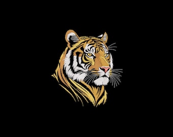 Tigerbroderidesign, tigerhuvudmaskinbroderi, djurälskarpresent, broderifil, 4 storlekar, direktnedladdning