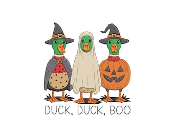 Scary Duck Halloween Embroidery Design, Duck Duck Boo Machine Embroidery File, 4 Sizes, Instant Download