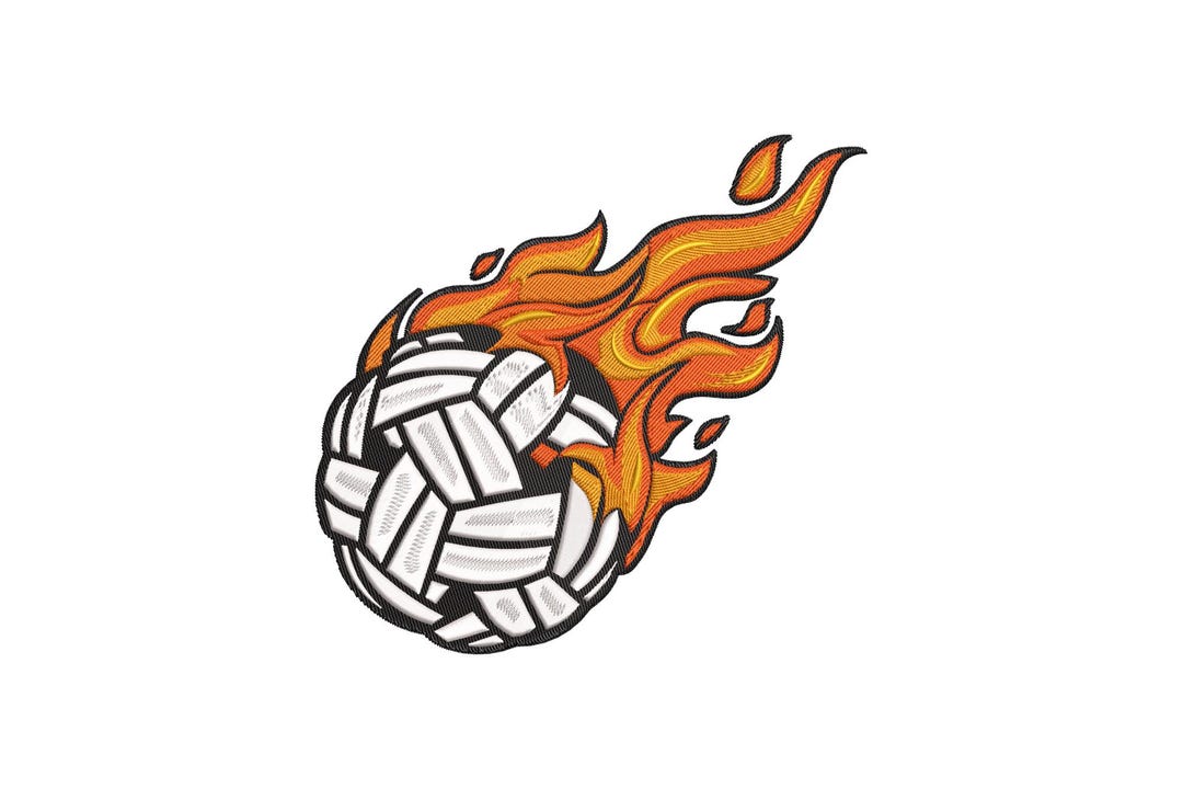 Sepak Takraw Ball on Fire Embroidery Design, Sepak Takraw Ball on Fire ...