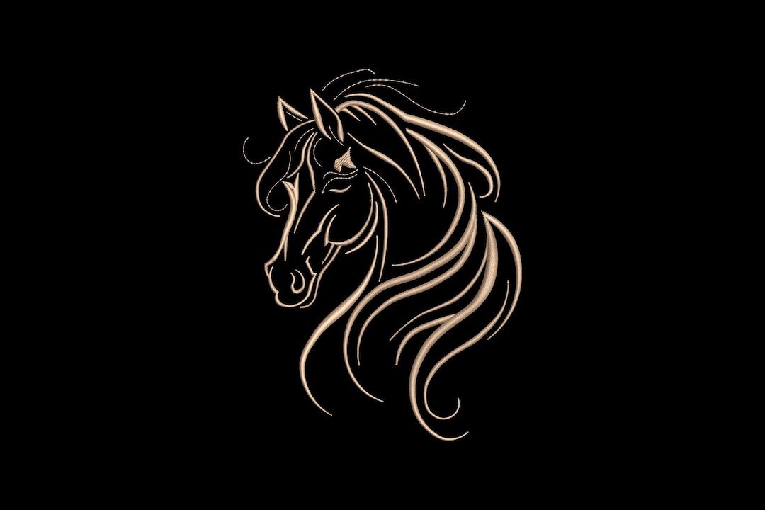 Elegant Horse Head Embroidery Design, Horse Machine Embroidery, 4 Sizes ...