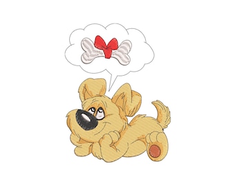Cute Dog Embroidery Design – Puppy with Bone Machine Embroidery Pattern, Pet Lover Embroidery File, Instant Download