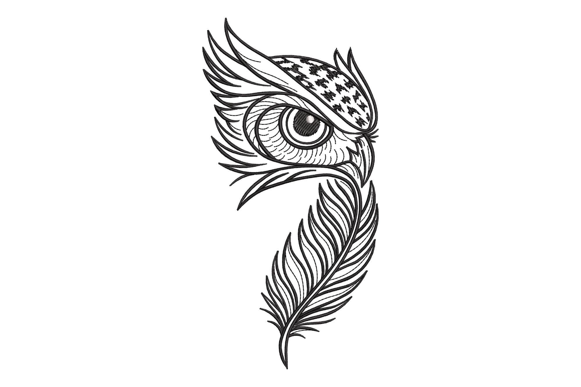 Cute Owl Feather Embroidery Design, Owl Feather Machine Embroidery, 4 sizes, Instant Download