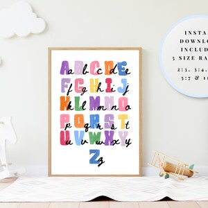 Fun Classroom Wall Art, Printable Alphabet Chart, Rainbow School Room ...