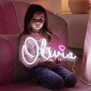 Letrero de neón personalizado, letrero con nombre para niños, luces LED para guardería, dormitorio y decoración de pared del hogar, regalos de cumpleaños para niño/niña, letrero de boda con nombre familiar