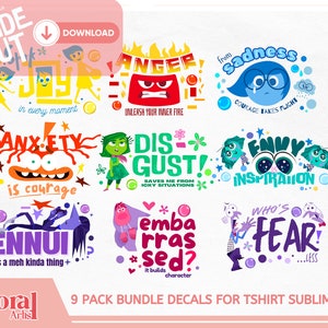 Inside Out DECAL UVDTF PNG Transfer File, Libbey 16oz Beer Glass Tumbler Design, Joy Anger Tristeza, Ennui, Envidia, Ansiedad por la sublimación
