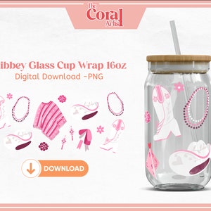 Coquette Mexican Fashion PNG Transfer File, Libbey 16oz Beer Glass Tumbler Design, Boots and PONCHO pink Cartoon for Sublimation Digital DTF