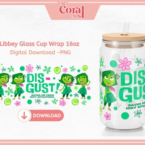 Archivo de transferencia PNG UVDTF de salud mental, diseño de vaso de cerveza Libbey de 16 oz, alegría, ira, tristeza, aburrimiento, envidia y disgusto para sublimación