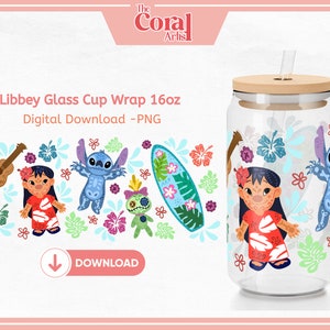 Halloween Tag der Toten Sublimation PNG Transferdatei UVDTF Cup Wrap, Libbey 16 Unzen Bierglas Tumbler Design, ALIEN Hawaii für Sublimation