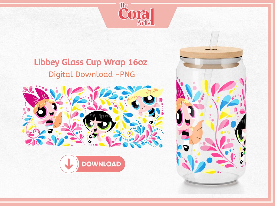 Trio Cartoon UVDTF Cup Wrap PNG for 16oz Libbey Beer Glass, Talavera ...