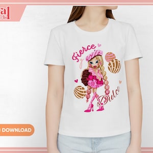 Muñeca Mexican Pink Conchas Y2K PNG DECAL Transfer File, Libbey 16oz Beer Glass Tumbler Design, Pan Dulce, Coquette Cartoon para sublimación