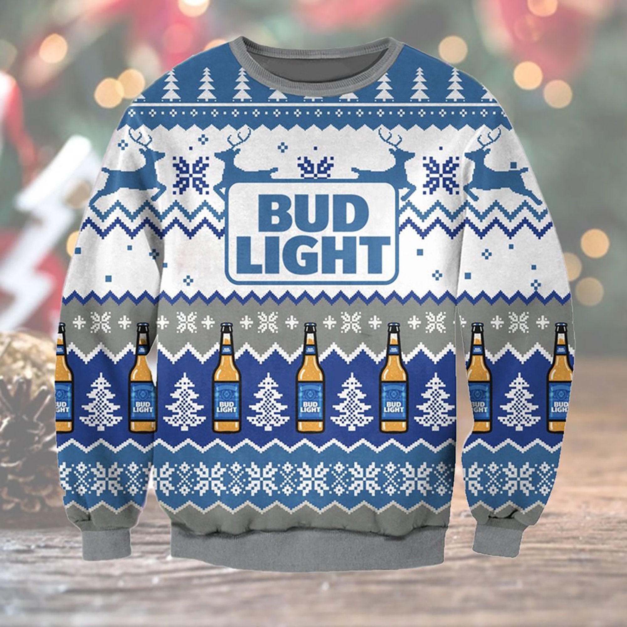 3D Bud Light Beer Ugly Christmas Sweater, Bud Light Ugly Xmas