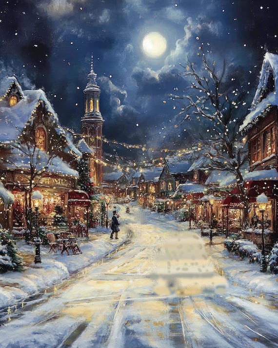 トーマス・キンケード風 クリスマスコテージ 森の雪景色 8x10 リアル