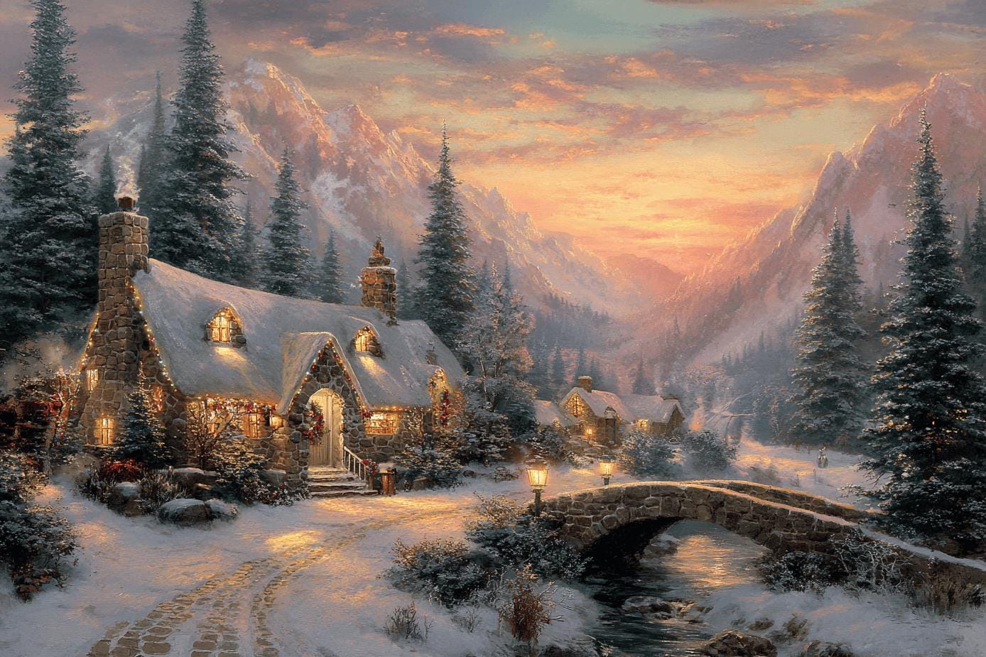 Thomas Kinkade Paintings Holiday - Etsy, image size:1388x925