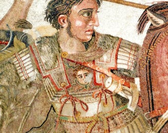 Alexander The Great Mosiac Portrait Painting ISSUS WAR History Art Real Canvas 8x10 Print
