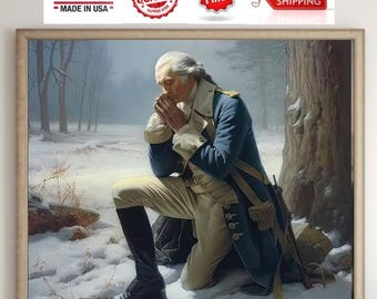 George Washington Praying At Valley Forge American Revolutionary War Real Canvas Giclee Art Print