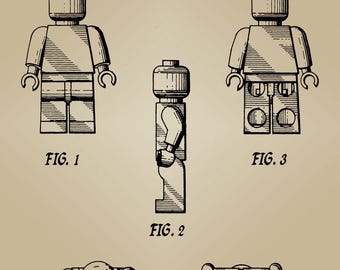 Lego Man Minifigure Figure Patent Print Vintage Toy Collector Blueprint Wall Art 8x10 Canvas Print