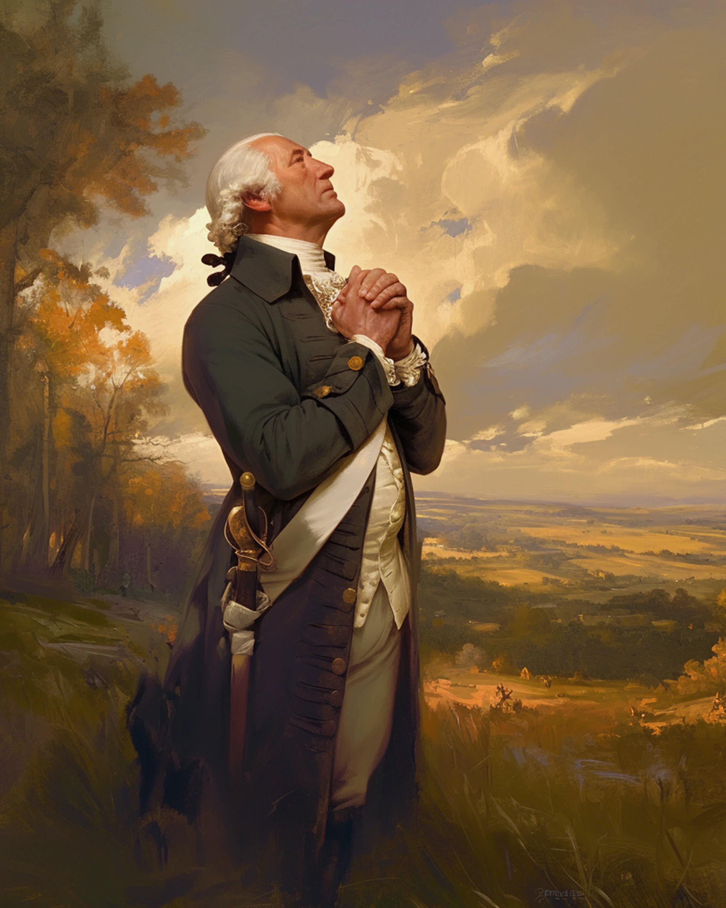 George Washington Praying For America American Revolutionary War 8x10 Real Canvas Giclee Art Print