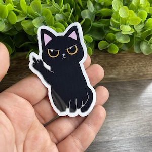 中指黒猫ビニールステッカー