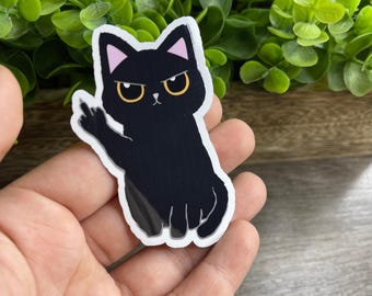 Middle Finger Black Cat Vinyl Sticker