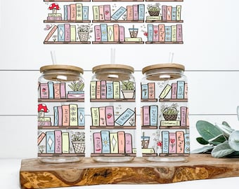 Book Shelves UV DTF Cup Wrap Double Sided