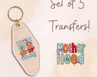 Motherhood Bright Colors  MOTEL KEYCHAIN Transfer Set of 5