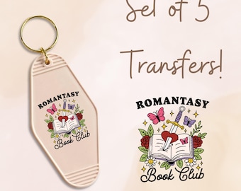 Romantasy Book Club Motel Keychain UV DTF Transfer Set of 5