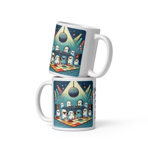 Ghost disco | white glossy mug | halloween humour mug